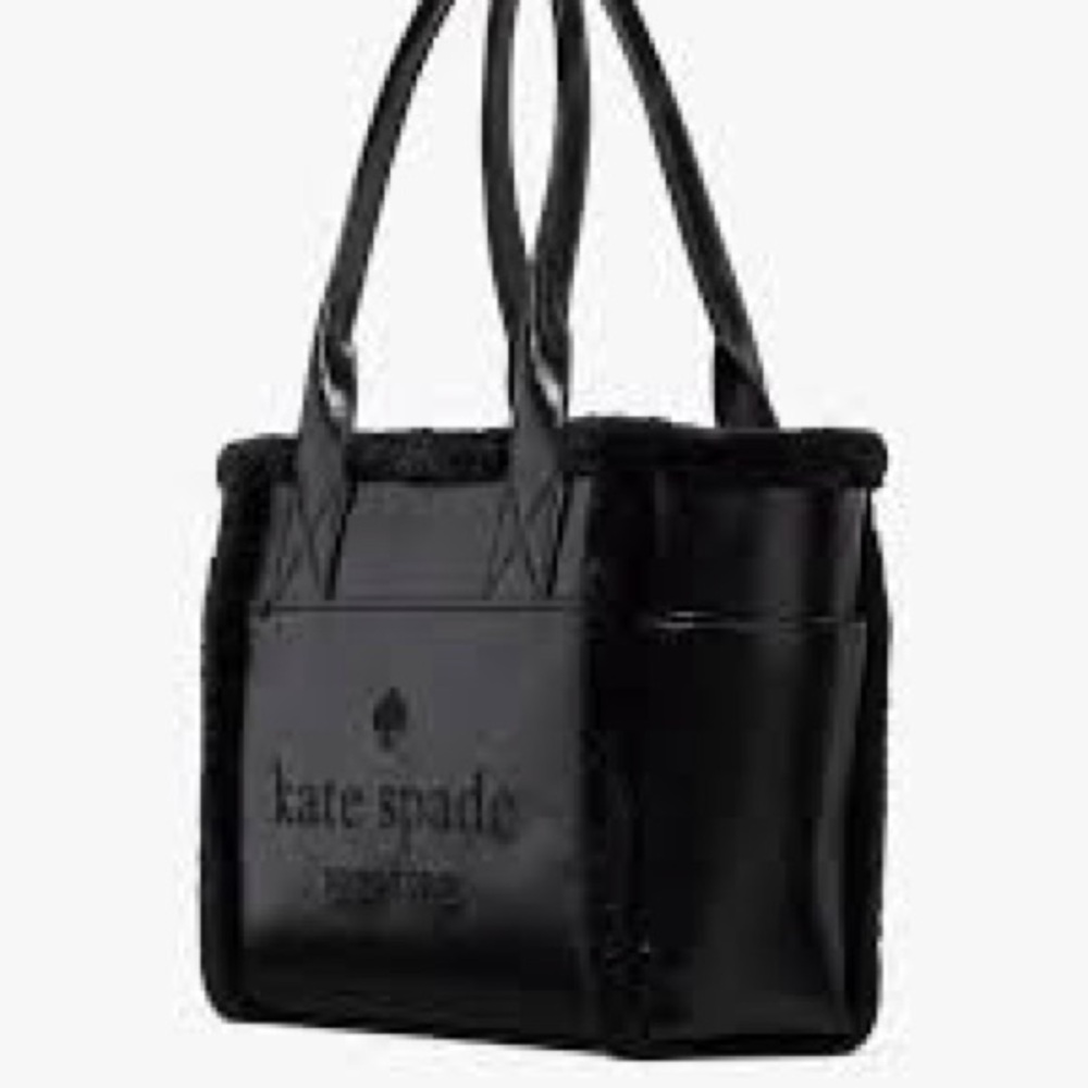 Kate Spade Black Fuzzy Trim Tote